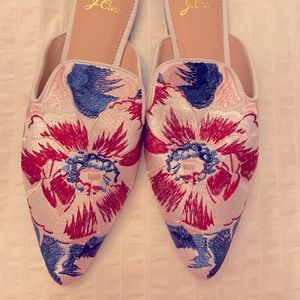 J. Crew Marina Slide flat loafers mule Brocade.